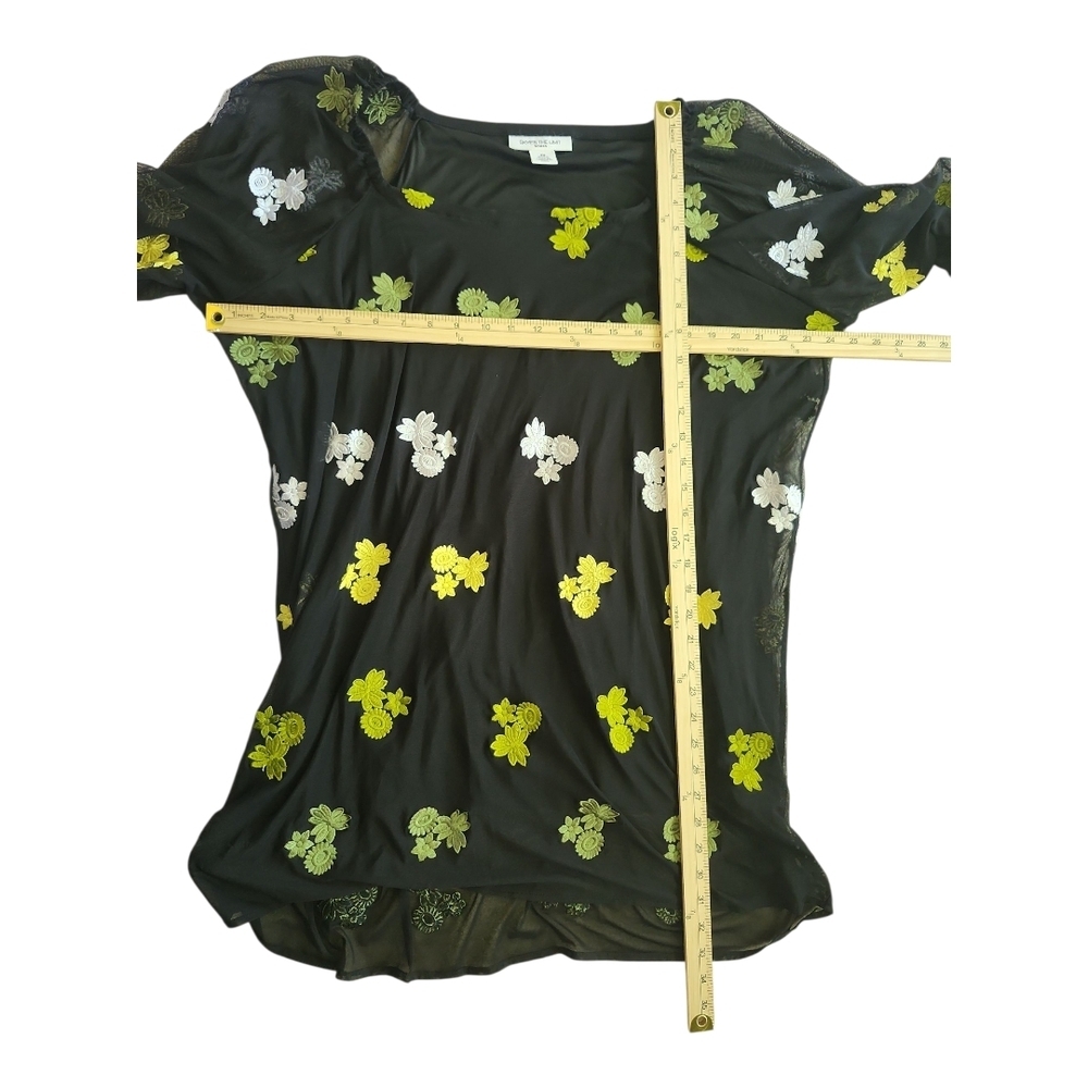Skyes The Limit Black Floral Sheer Tunic Dress 2X Boho Layered Lined - Picture 8 of 10